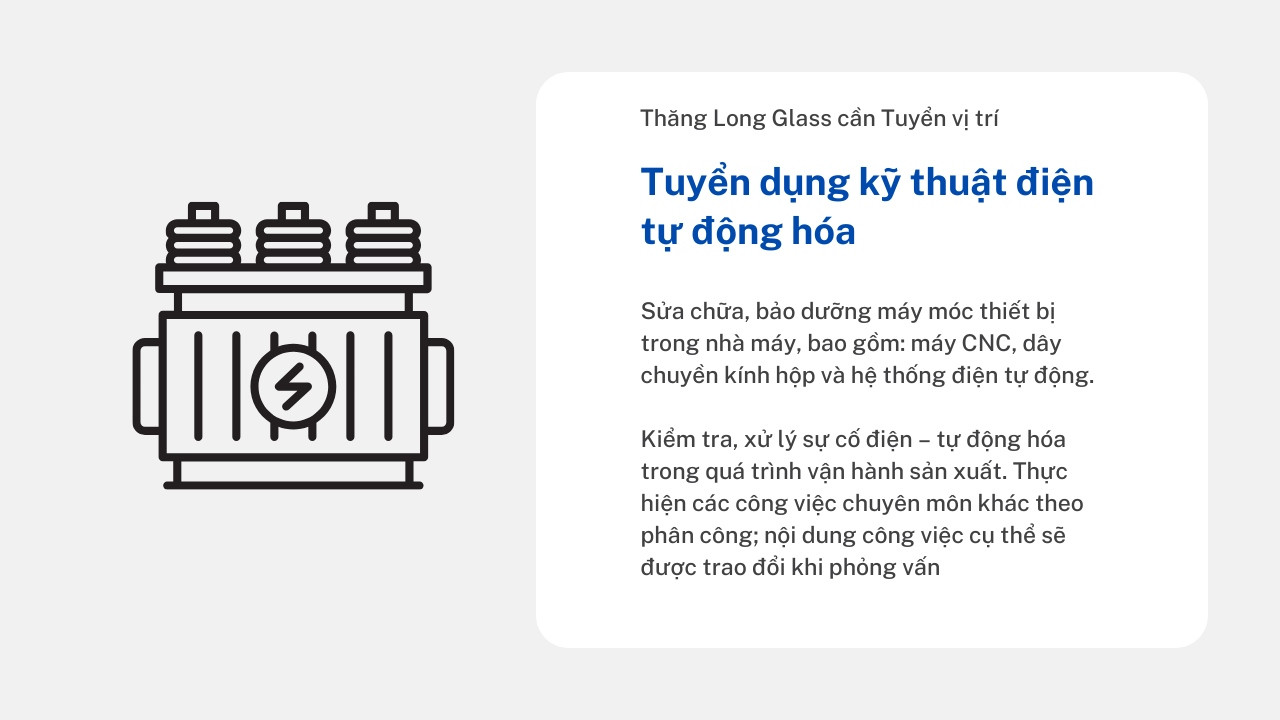 Tuyển dụng kỹ thuật điện tự động hóa