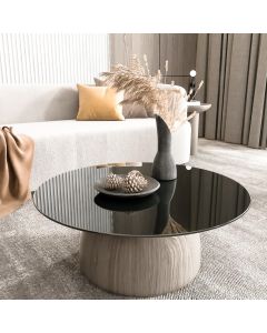 Bàn tròn kính cường lực đen TL-042